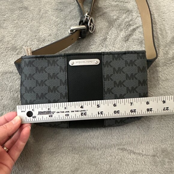 Michael Kors Logo Print Belt Bag Fanny Pack Wallet Purse Gray Black - Picture 5 of 6